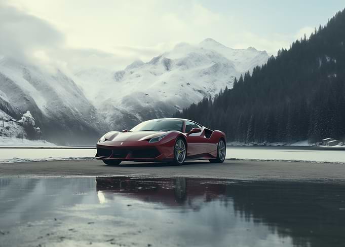 Ferrari in Snowy Mountains