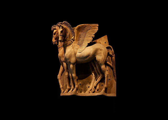 Pegasus Sculpture on Black Background