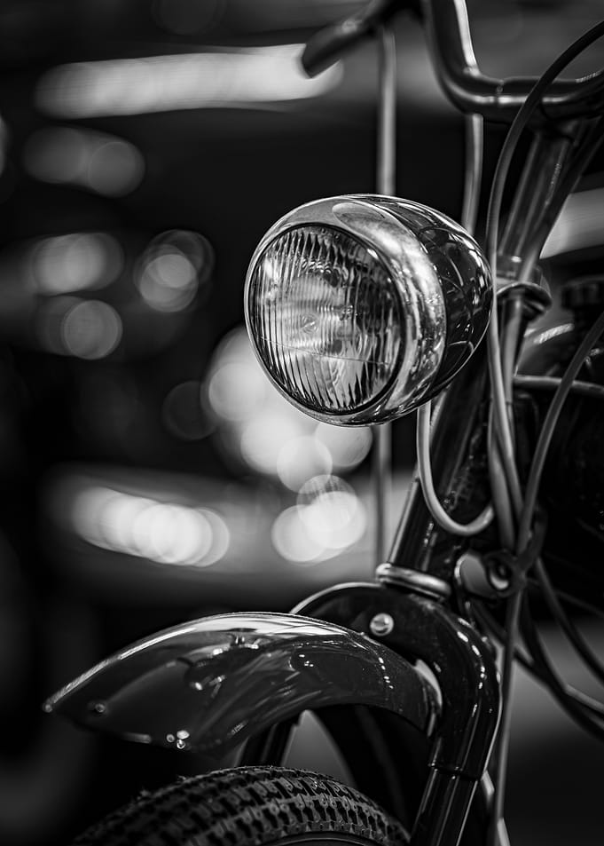 Vintage Bicycle Headlight Close-Up