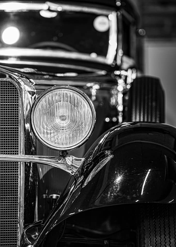 Vintage Car Headlight Close-Up