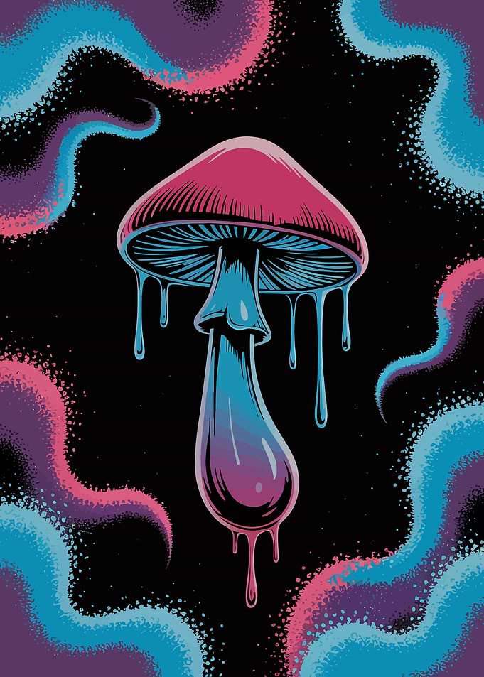 Psychedelic Mushroom with Dripping Liquid