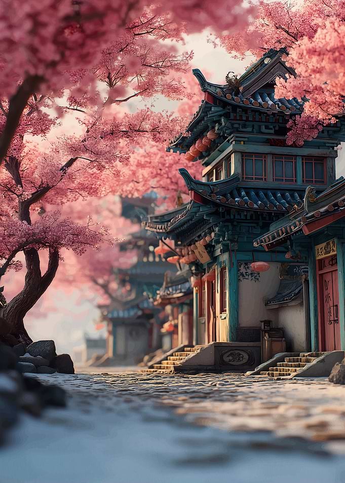Cherry Blossom Street in Asian Village