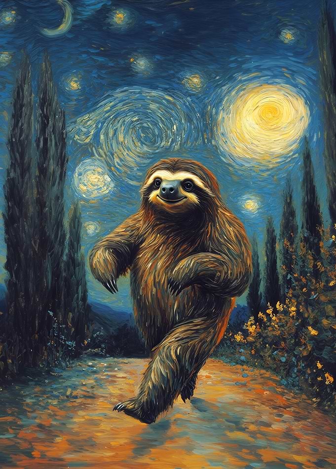 Sloth in Starry Night
