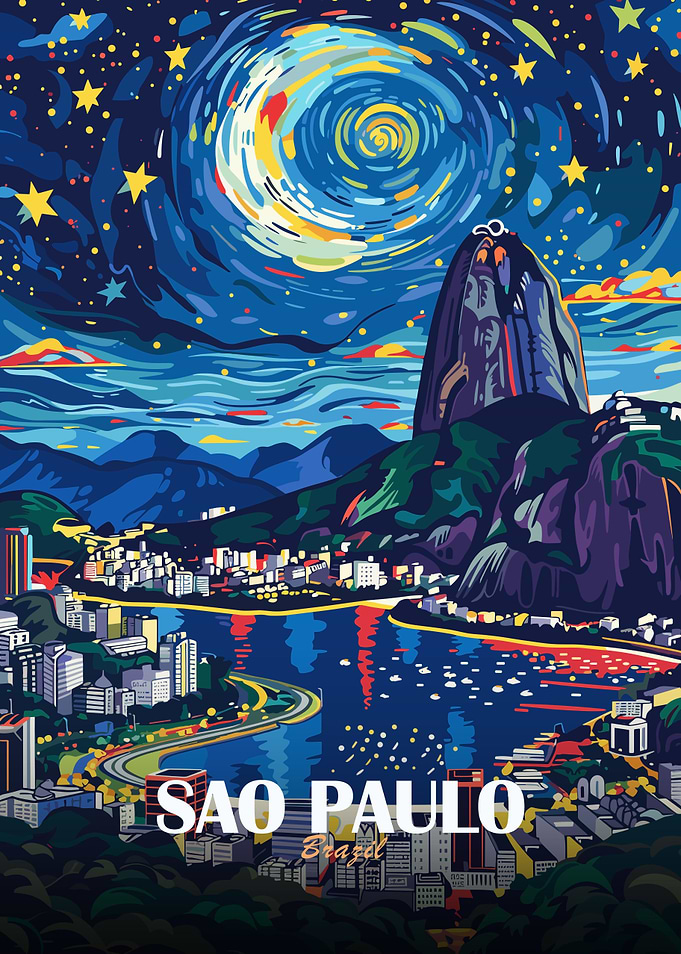 Sao Paulo Brazil Nightscape Art