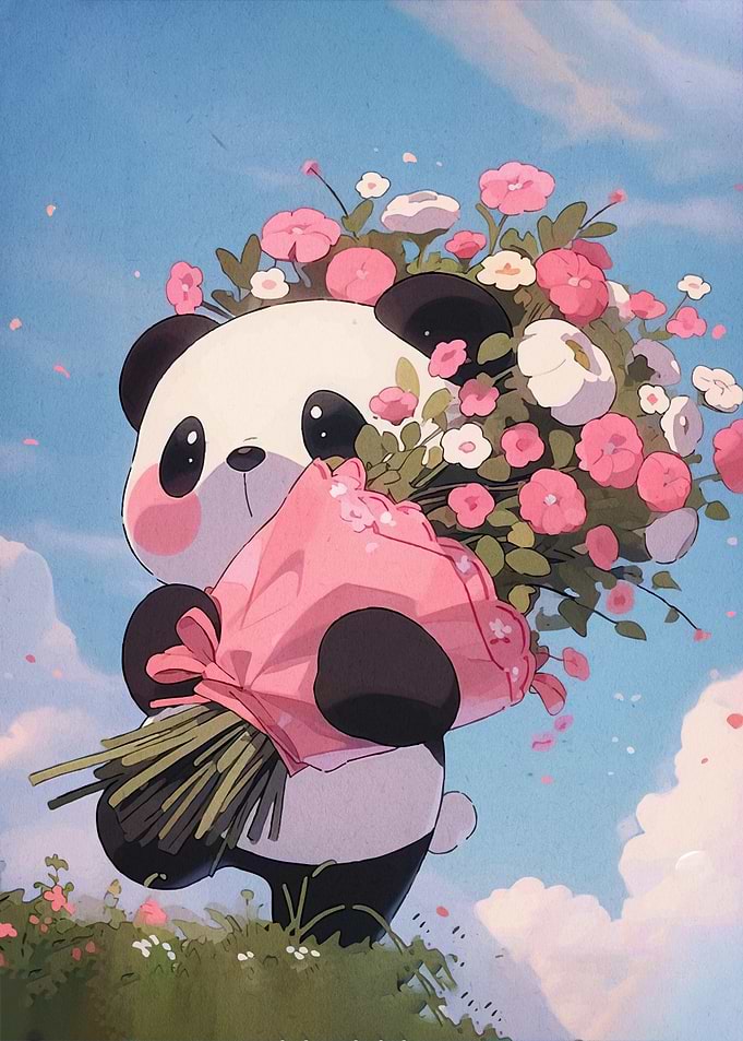 Panda Flowers Animal