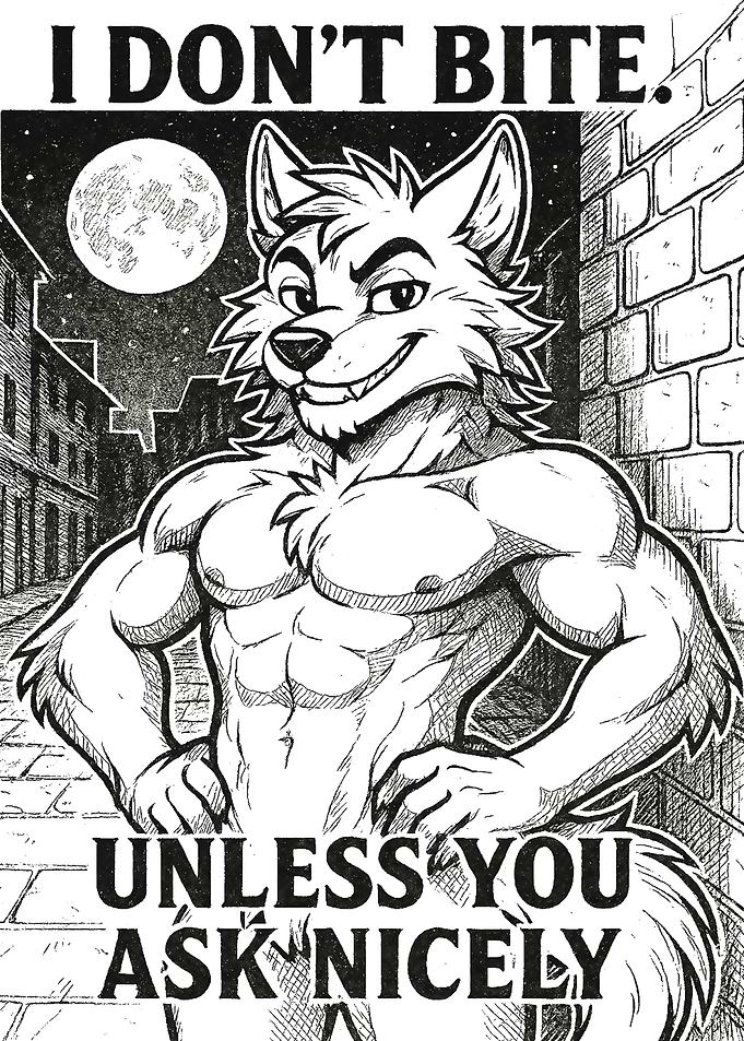 I Don't Bite Werewolf Illustration