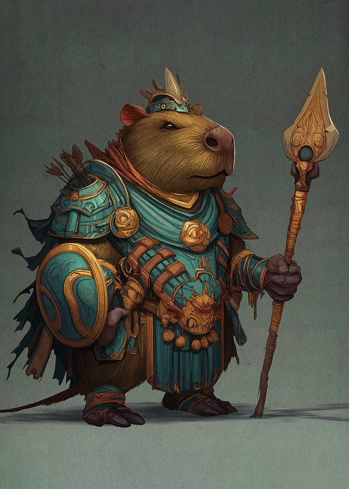 Armored Capybara Warrior with Spear