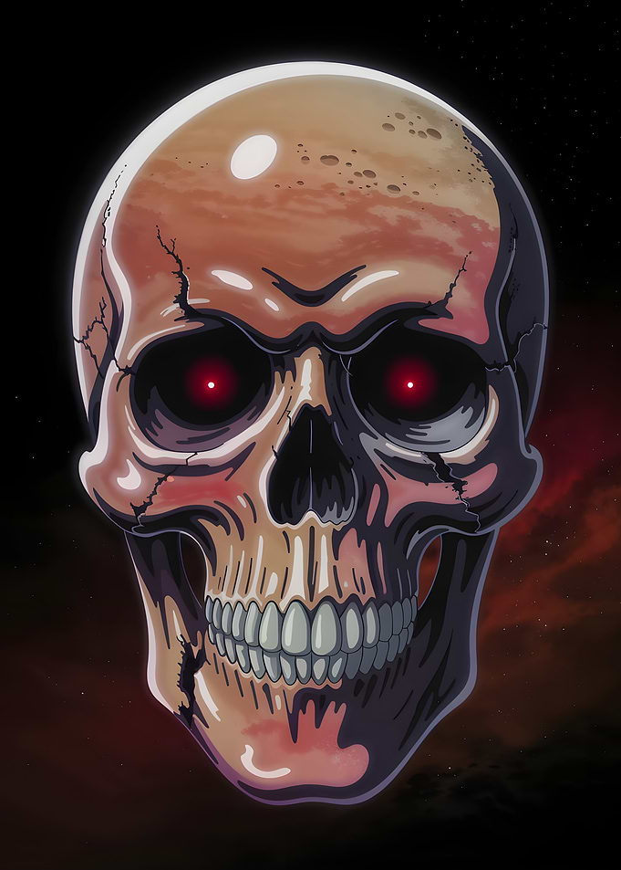 Skull with Red Eyes