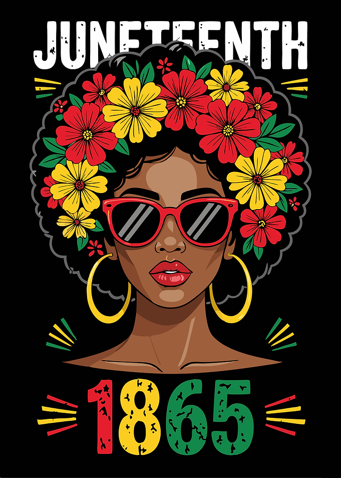 Juneteenth Woman with Flowers and Sunglasses