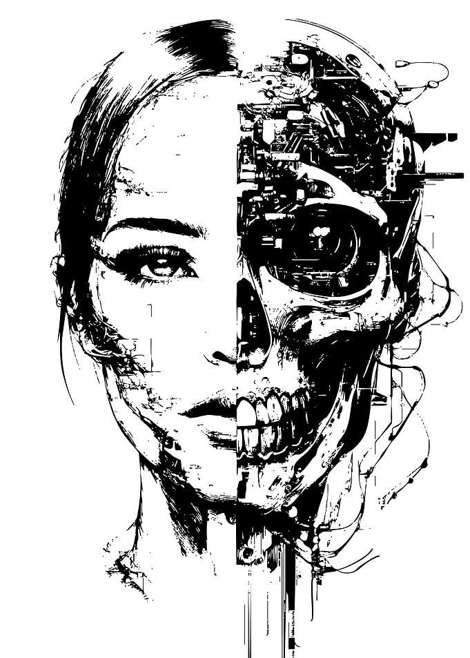Half Human, Half Machine Portrait