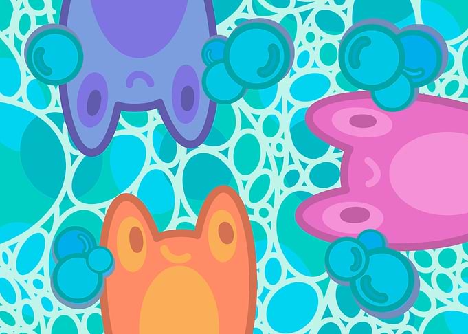 Cartoon Frogs with Bubbles