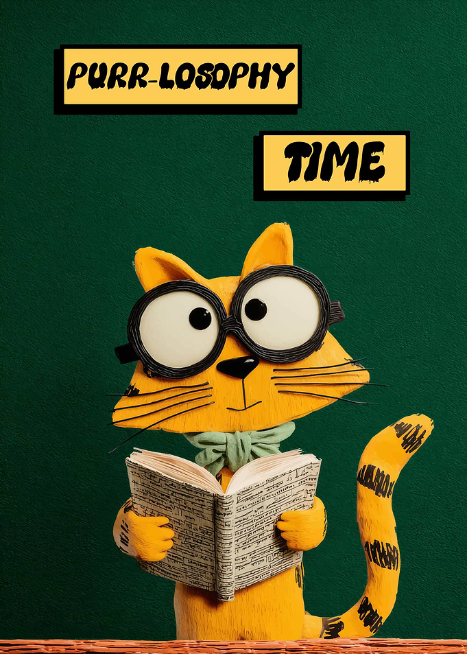 Purr-losophy Time: Intellectual Cat Reading