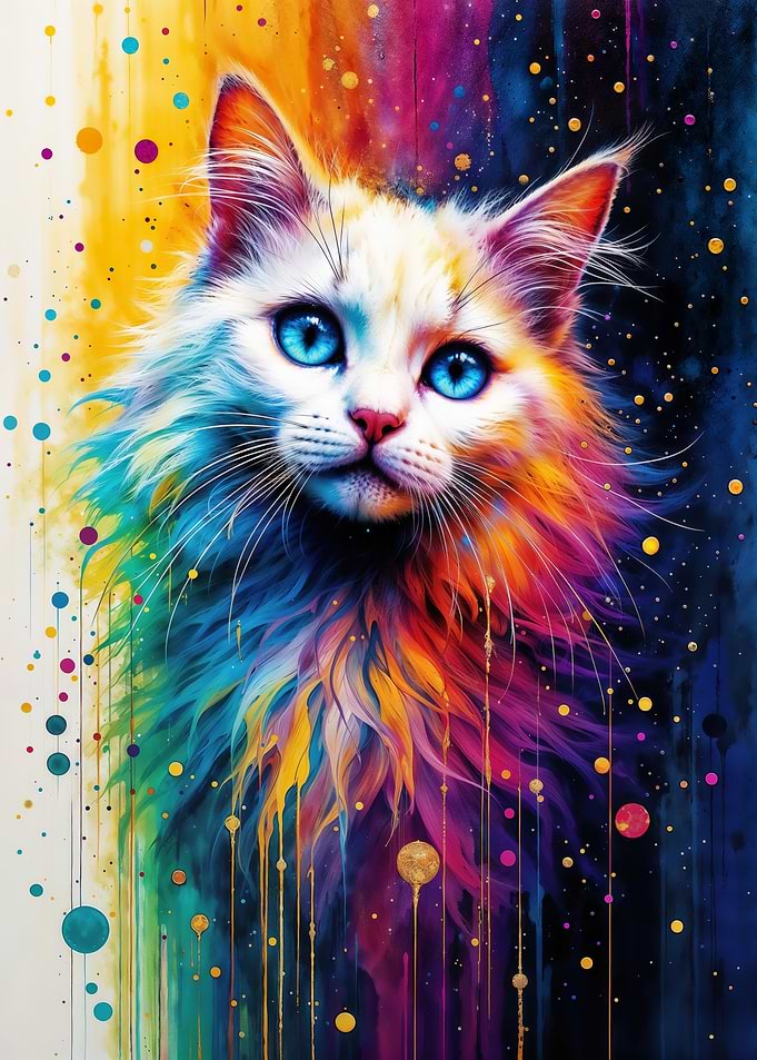 Colorful Cat Portrait