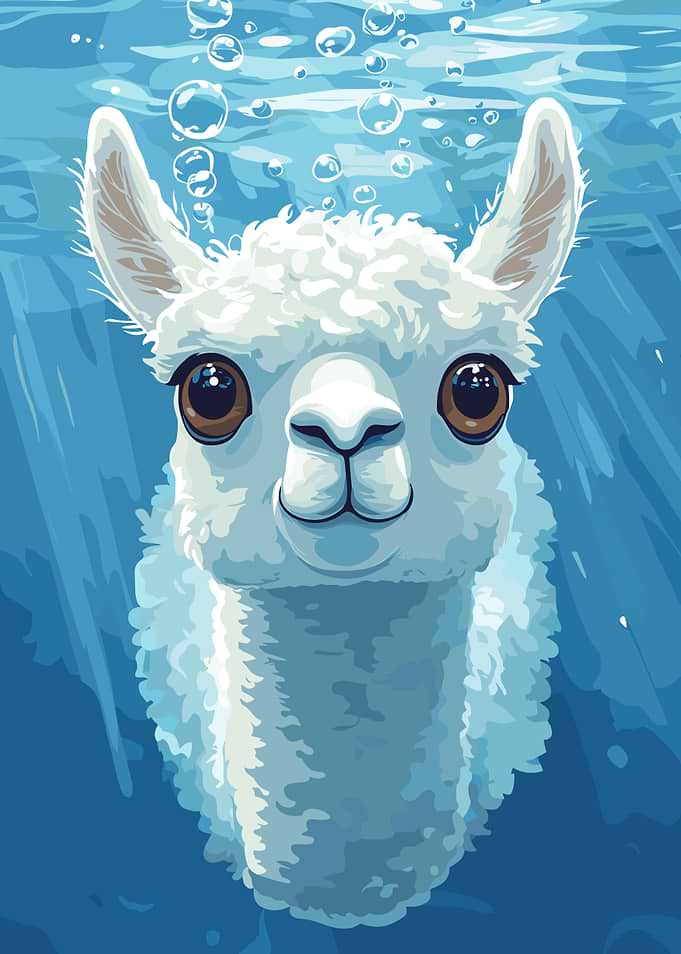 Underwater Llama Portrait