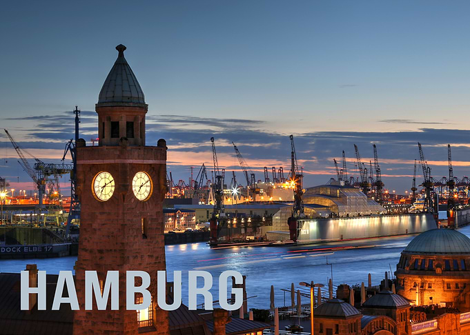 Hamburg Harbor at Dusk