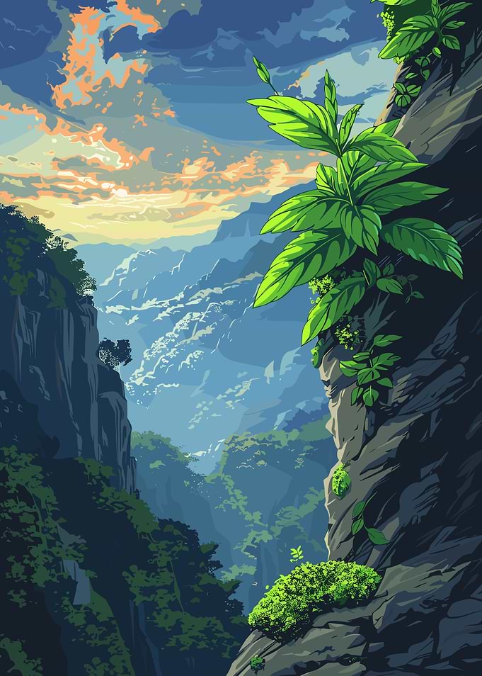 Mountain Vista with Lush Vegetation