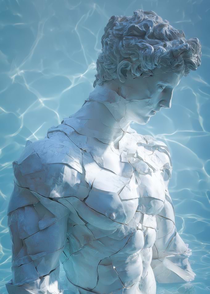 Cracked Statue in Water