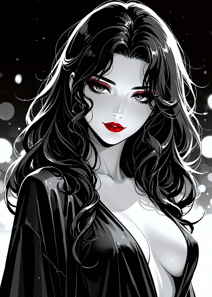 Elegant Woman in Black and White