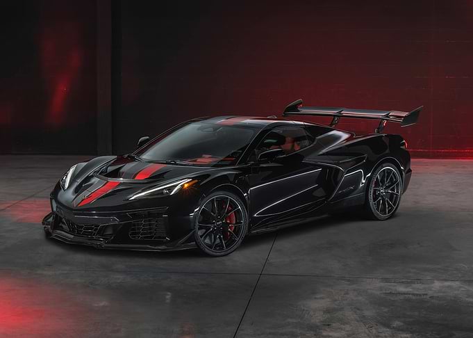 Black Corvette with Red Stripes