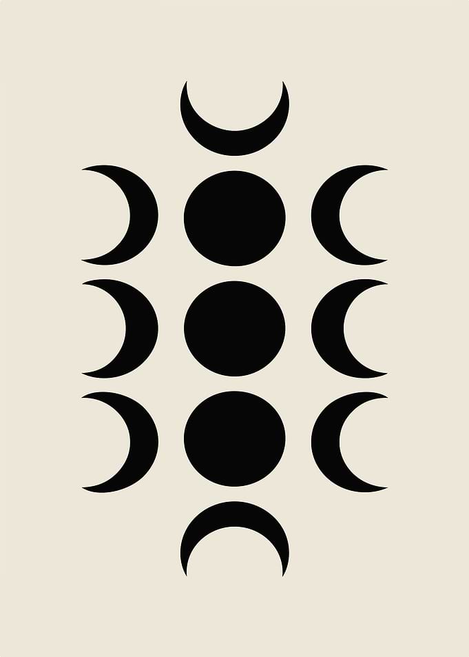 Minimalist Moon Phases Black and Beige
