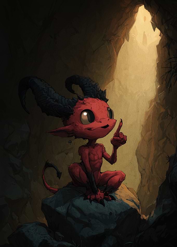 Cute Red Devil Cartoon Illustration