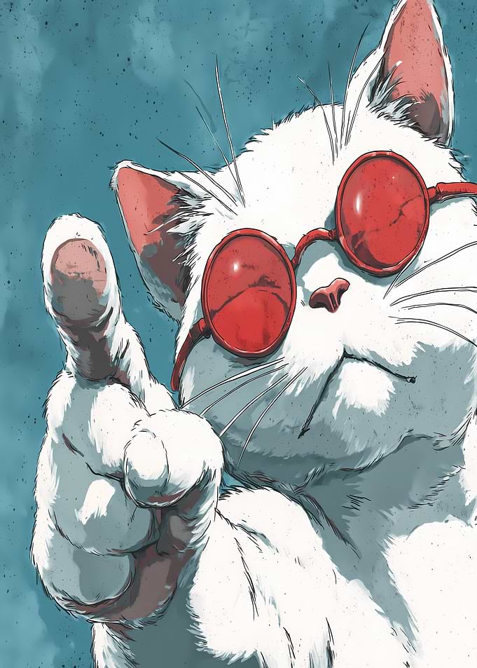 Cool Cat with Red Glasses