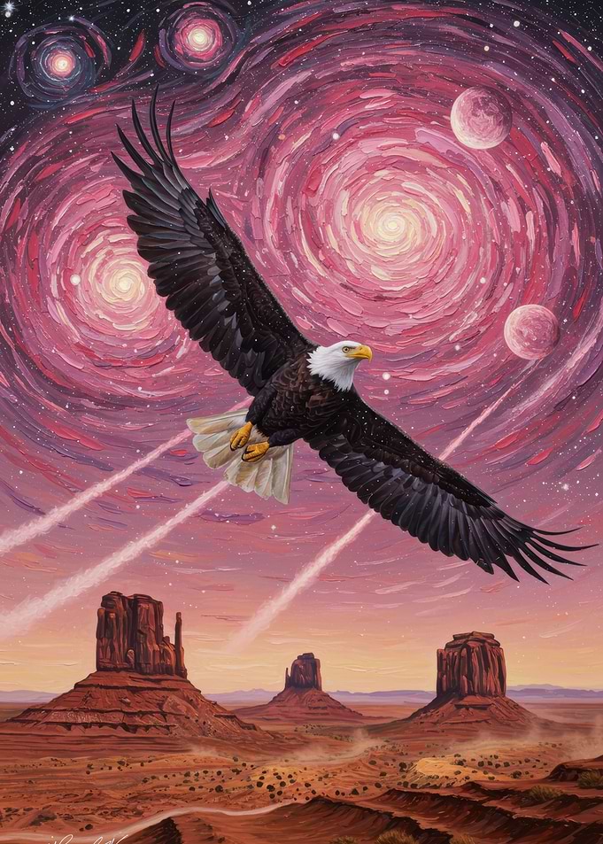 Eagle Soaring Over Monument Valley Painting