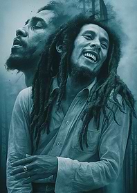 Bob Marley Portrait in Teal