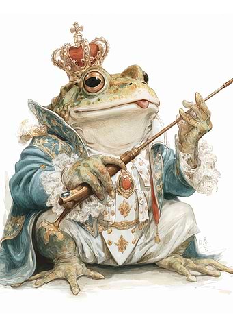 Frog King with Crown and Scepter