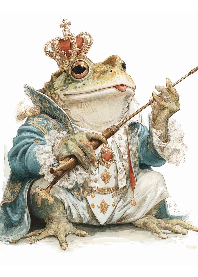 Frog King with Crown and Scepter
