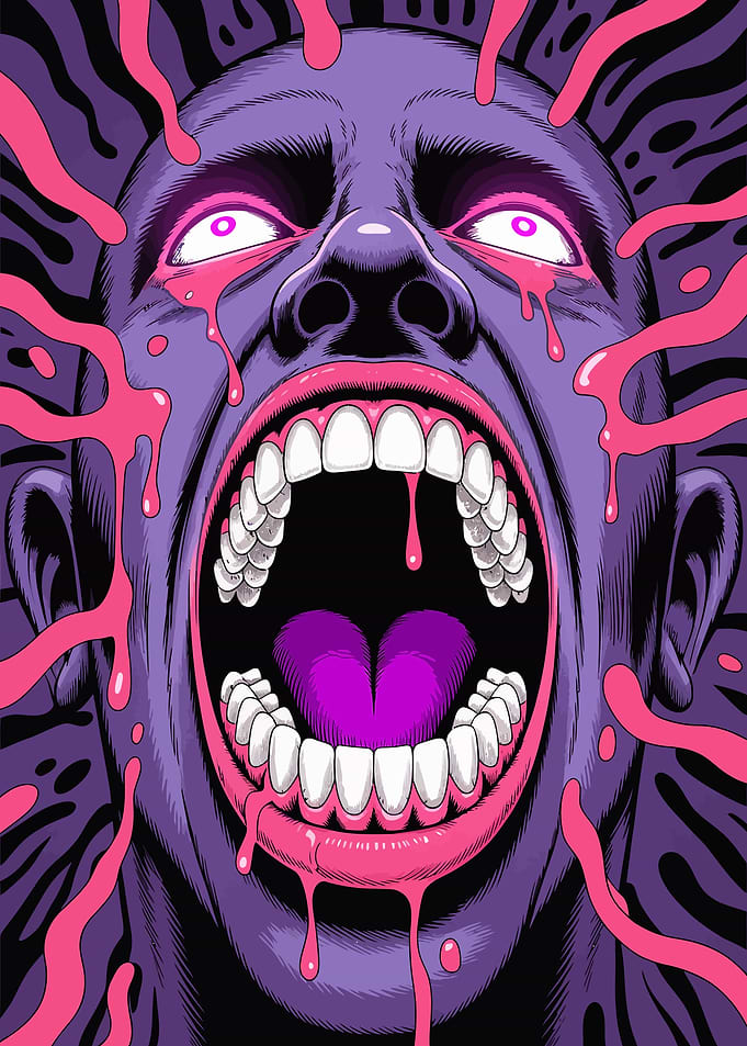 Screaming Face with Pink Drips