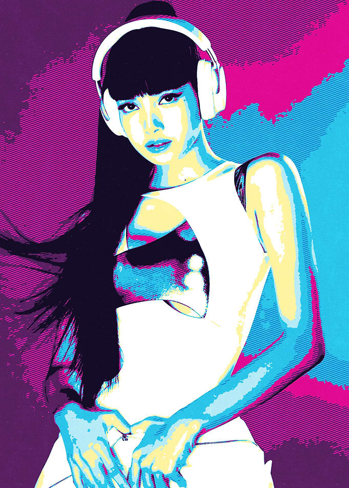 Pop Art Lisa with Headphones