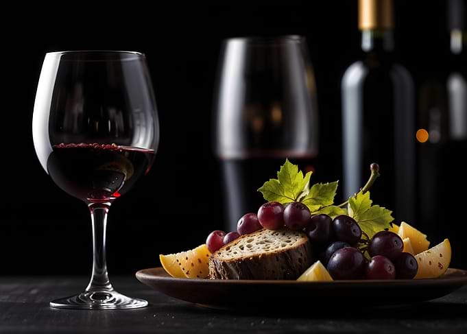 Wine, Grapes, and Cheese Still Life
