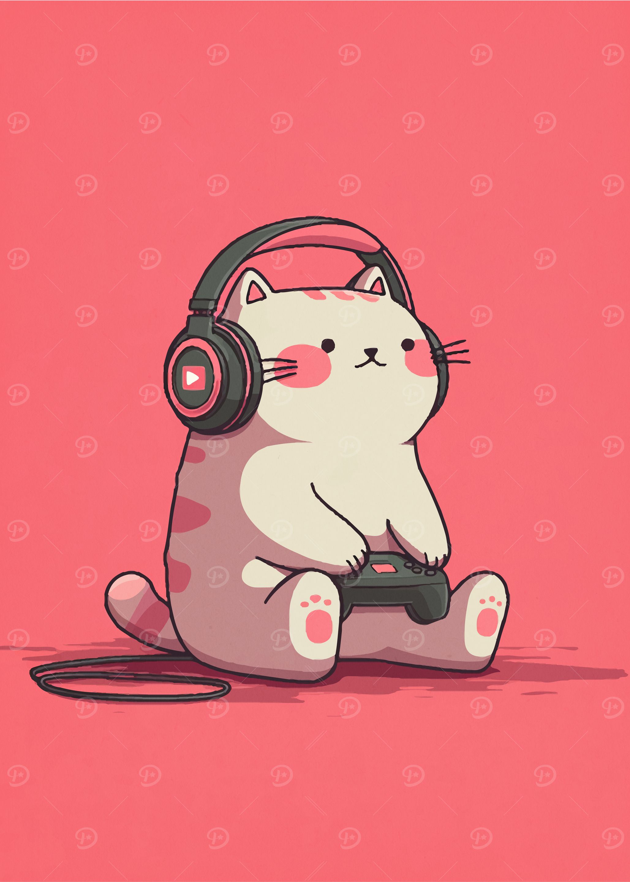 Gaming Cat with Headphones