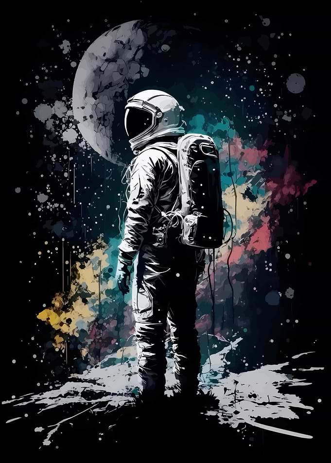 Astronaut in Space with Colorful Background