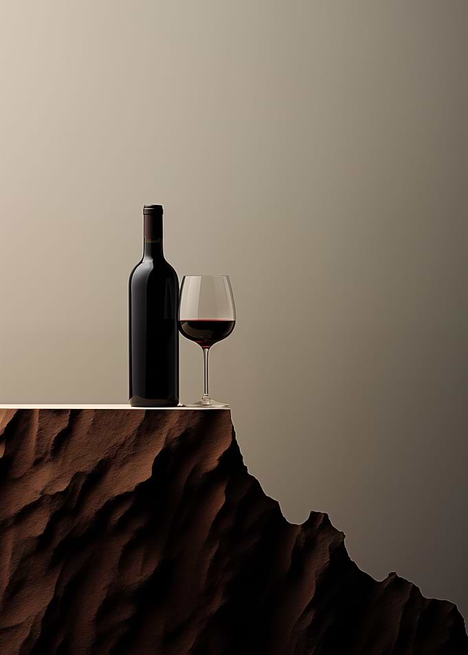 Wine bottle and glass