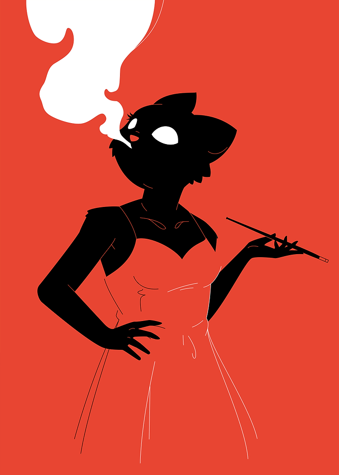 Cat Lady Smoking