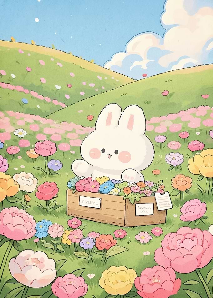 Bunny Flowers Meadow