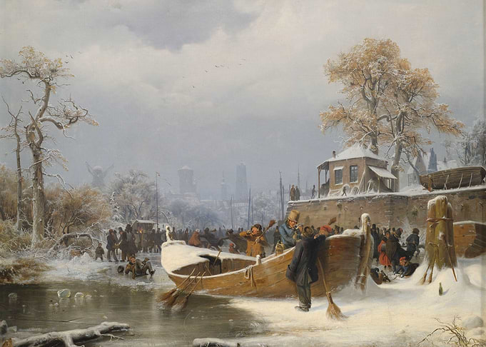 Winter Scene with Boat and Figures