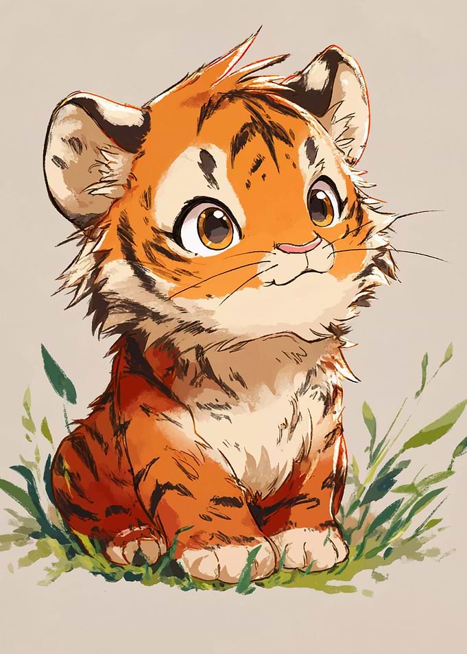Cute Cartoon Tiger Cub Illustration