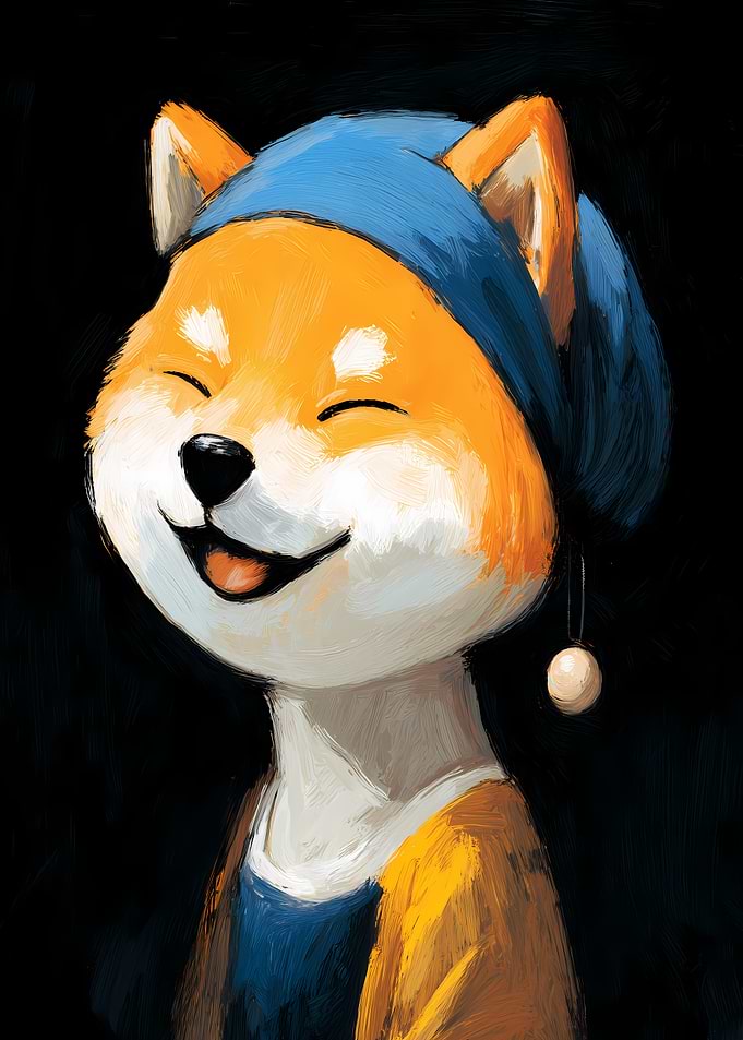 Shiba Inu Girl with a Pearl Earring