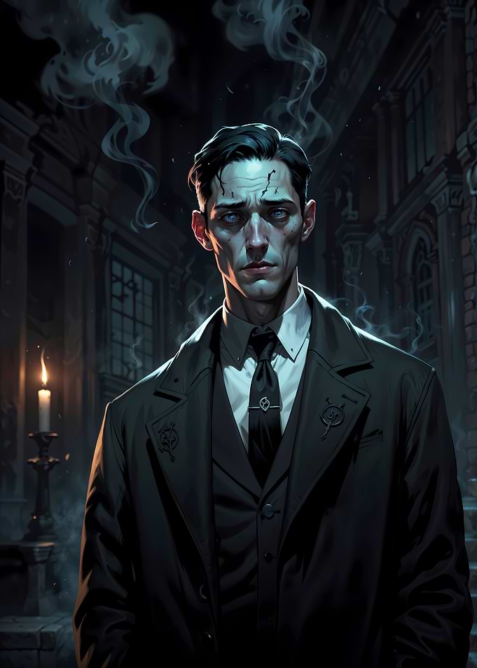 Dark Gentleman Portrait with Smoke