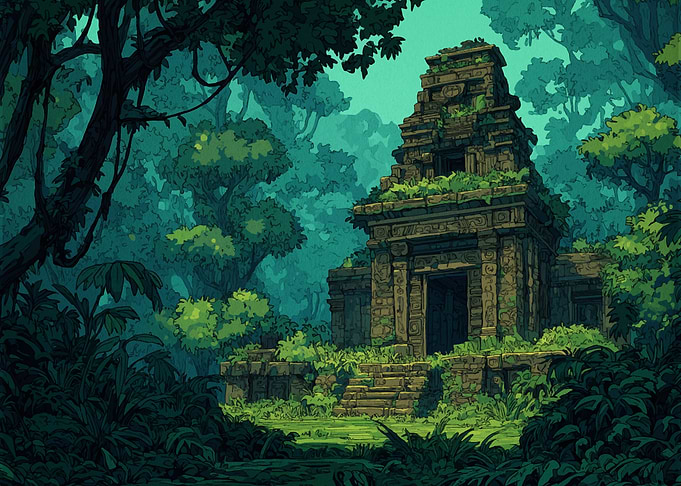 Ancient Temple in Lush Jungle