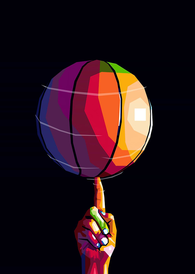 Colorful Basketball Spin Art