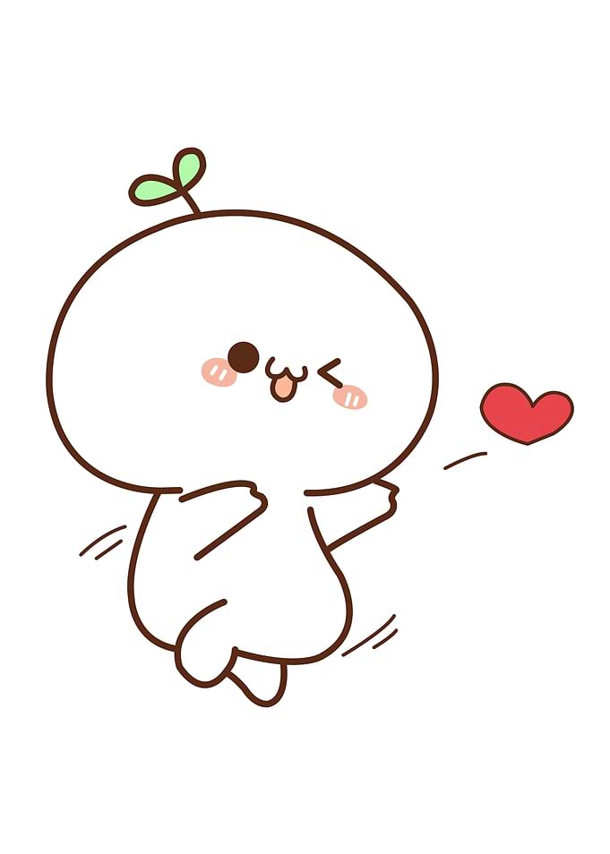 Cute Sprout Character Blowing a Kiss