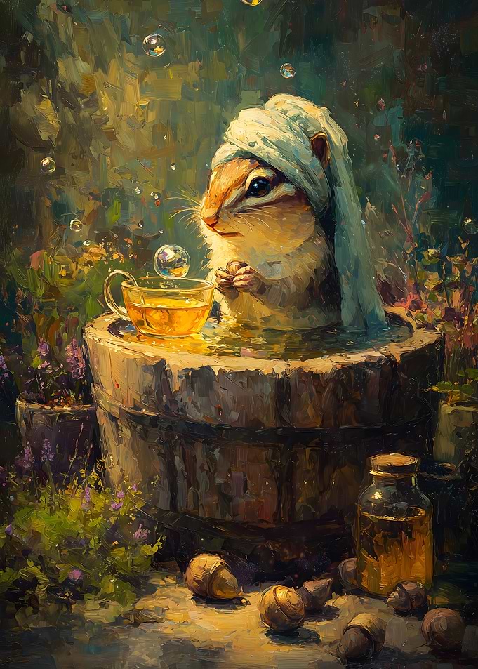 Chipmunk Tea Time in the Wellness