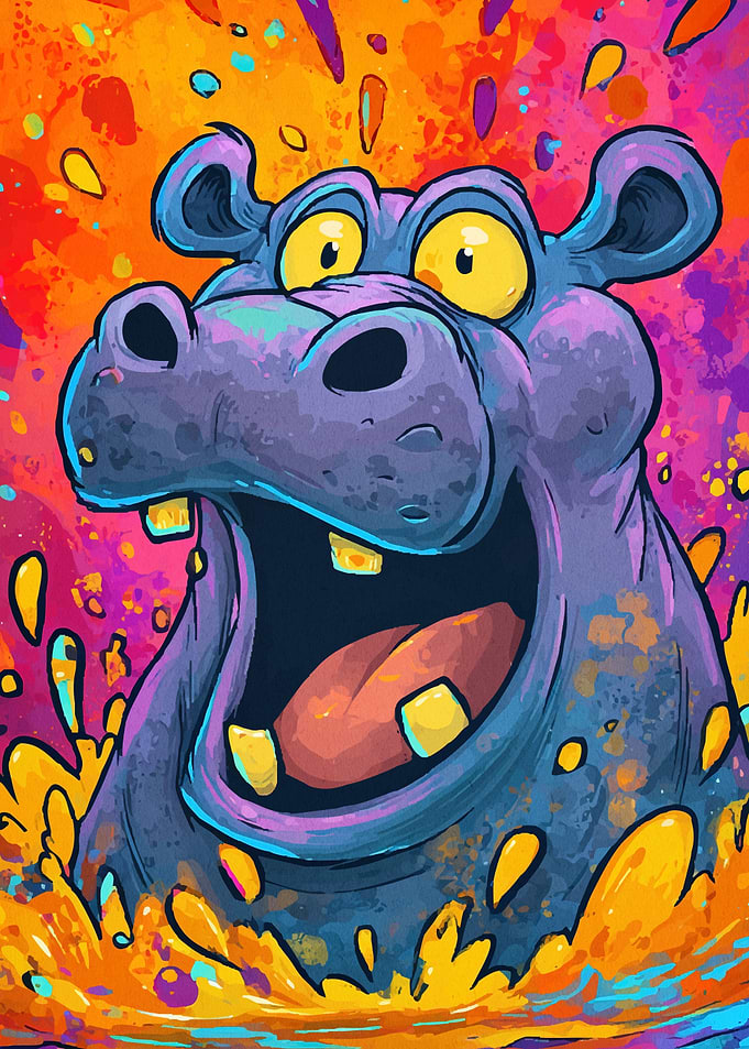 Hippo Colorful Background