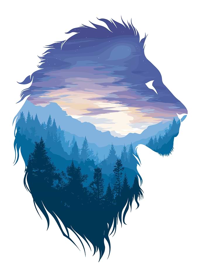 Lion Landscape Silhouette