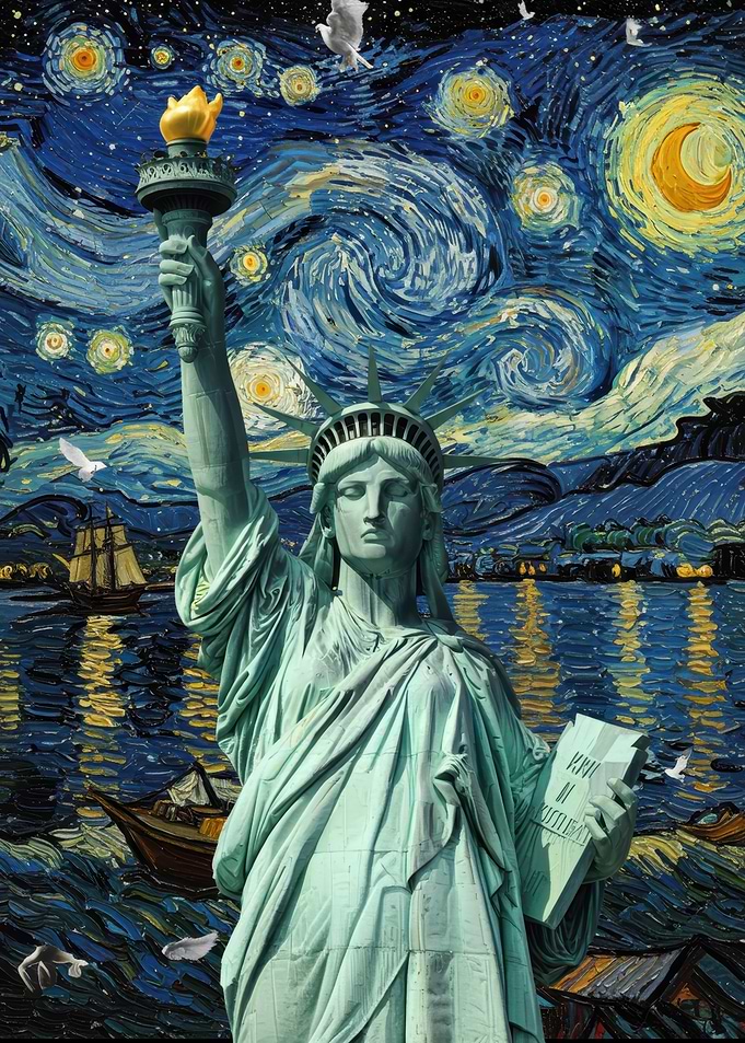 Statue of Liberty Starry Night