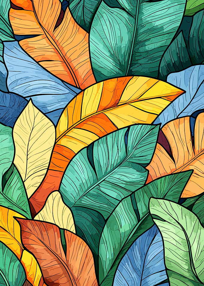 Colorful Tropical Leaves Pattern